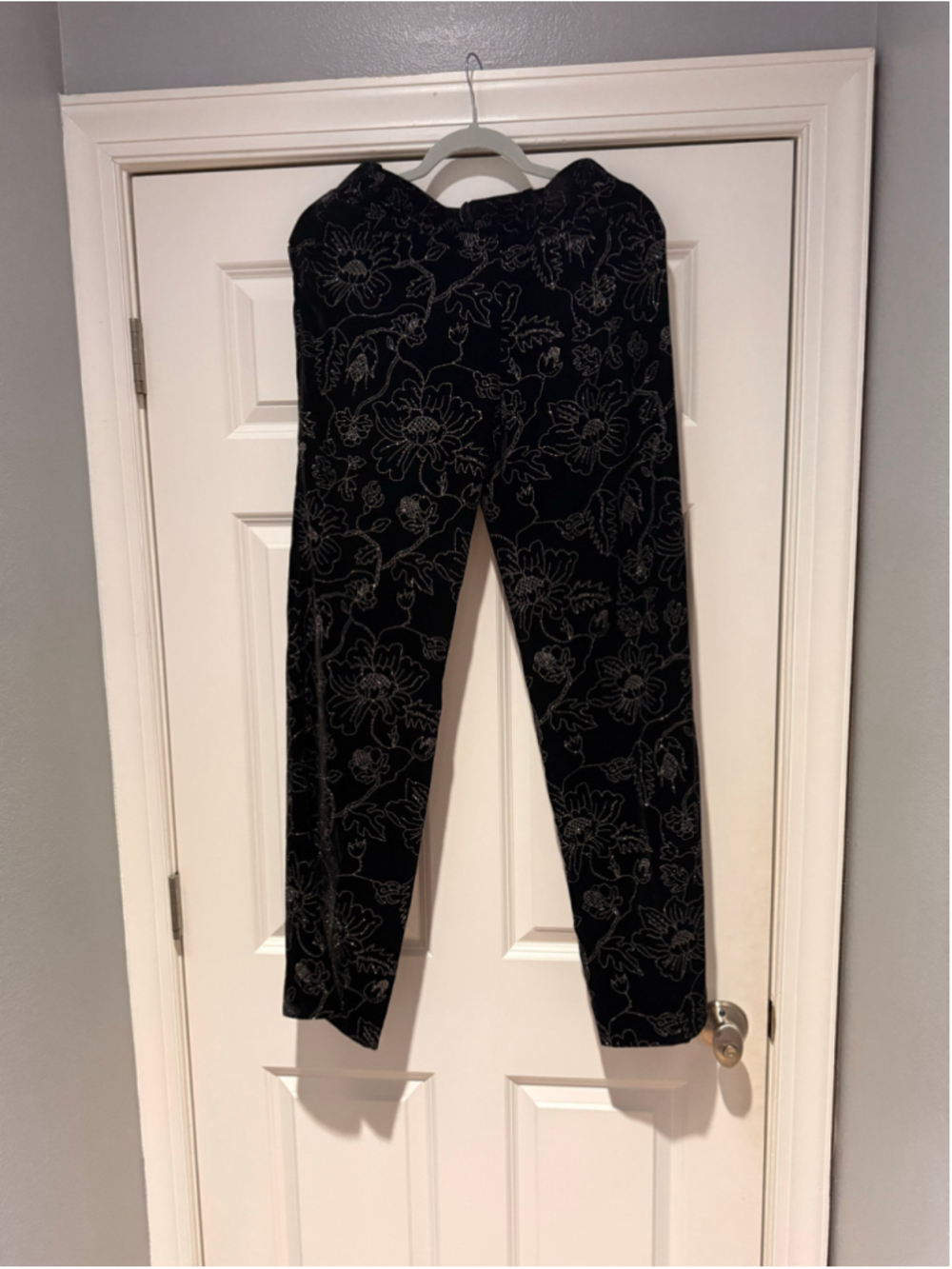 Women's The Kooples Floral Velvet Pantsuit Black Silver Size XS - Picture 12 of 13